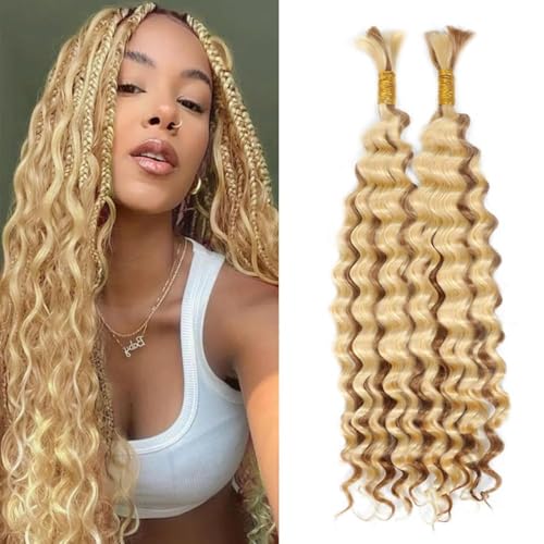 P27/613 Honey Blonde Deep Wave Braiding Hair 18 Inch 110g