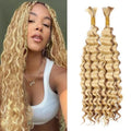 Highlight Human Braiding Hair - Blonde Deep Wave 3 Bundles, 150g