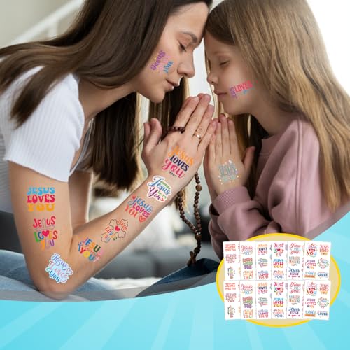 Jesus Loves You Temporary Tattoos - 12 Sheet Christian Party Favors