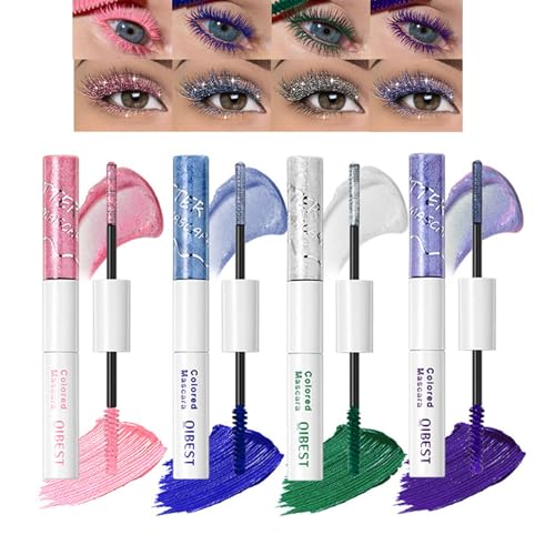 Glitter & Matte Mascara Set, 8 Colors - Waterproof Volumizing