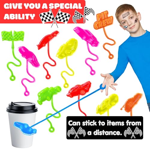 48PCS Race Car Party Favors - 24PCS Temporary Tattoos & 24PCS Stick Hands - Perfect Birthday Party Supplies, Goodie Bag Stuffers, Treasure Box Toys, Classroom Prizes, and Student Gifts