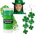 Mysense St Patricks Day Accessories,Shamrock Dangle Earrings,Four Leaf Clover Green Glitter Stick for Face Hair Body,Irish Festival Accessories for Saint Patrick¡¯s Day Outfit Women Girls