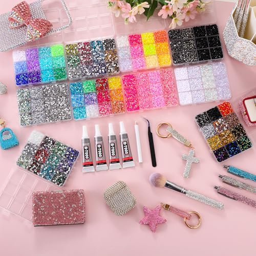 90,000PCS Bedazzling Rhinestone Kit - 3mm Flatback Gems for DIY