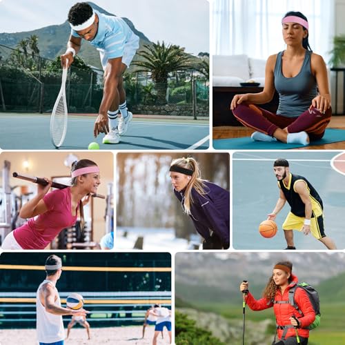 8-Pack Sweat-Wicking Headbands for Women, Non-Slip Workout