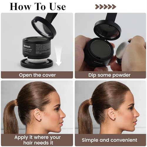 Root Touch Up Hair Color Powder for Gray Coverage & Thinning Hair - Black