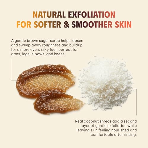 Exfoliating Brown Sugar Body Scrub with Coconut Shreds, Vitamins C, E & B5 ? Softens & Refreshes Look of Skin ? 8.8 oz