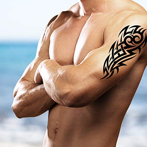 4 Pack Tribal Temporary Tattoo Stickers for Arms & Shoulders