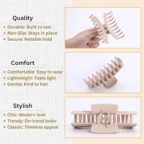 LuSeren Large Hair Claw Clips 4.3 Inch Matte Banana Clips