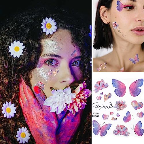 Uranian Butterfly Temporary Tattoos - 6 Sheets Waterproof Face Stickers