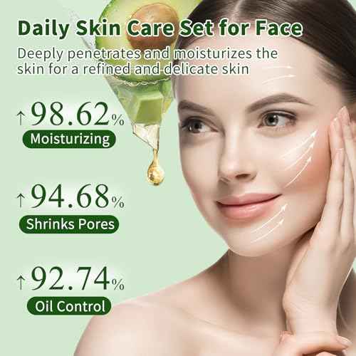 Avocado Skin Care Set, Skincare Gifts Kits For Hydrating Skin, Facial Kit For Women With Facial Cleanser, Serum, Face Cream, Eye Cream, Travel Skincare Set.(4 Pieces)