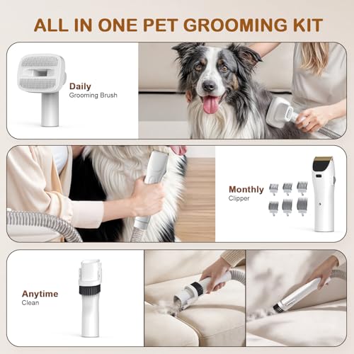 Dog Grooming Vacuum with Clipper & 5 Tools - Ozumek