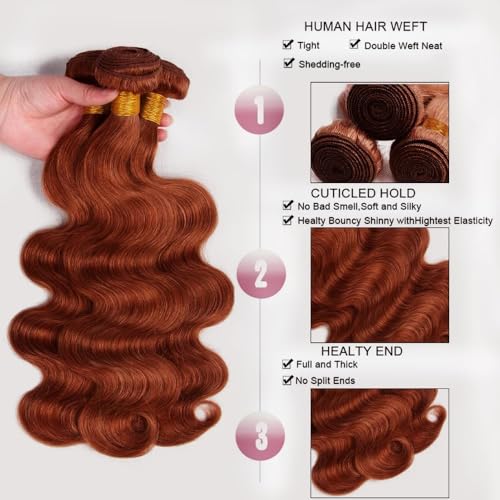 Reddish Brown Hair Bundles #33 Body Wave Virgin Human Hair