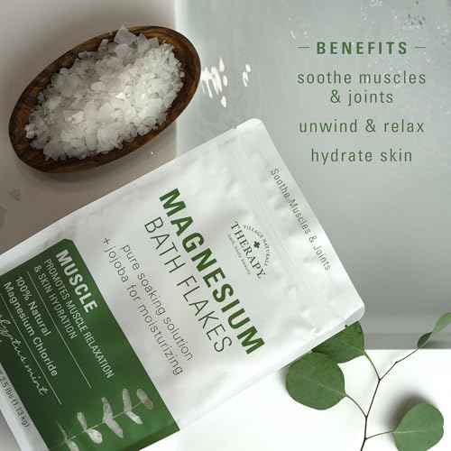 Village Naturals Therapy Muscle Magnesium Bath Flakes, Eucalyptus, Mint & Menthol Scent, 2.5 lbs