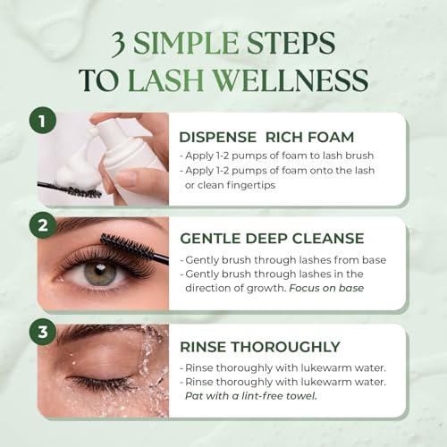 Foam Lash Cleanser for Extensions 50ml Gentle Oil-Free Hypoallergenic Makeup Remover