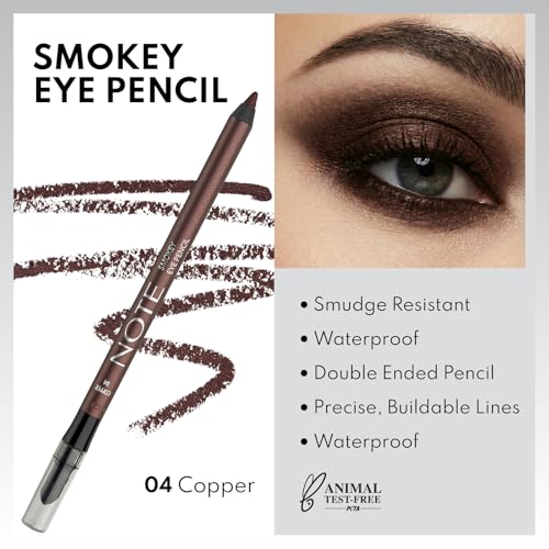 NOTE Smokey Eye Pencil - Waterproof Eyeliner Pencil - Smudge-Resistant Eye Liner Pencils with Foam Tip for Blending - 04-0.04 oz