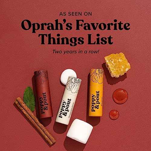 Poppy & Pout Cinnamint Jumbo Lip Balm | All Natural Lip Balms & Moisturizers | Hydrates with Beeswax, Vitamin E, Organic Coconut Oil | Cruelty-Free | Lip Balm in Recyclable Cardboard Tube