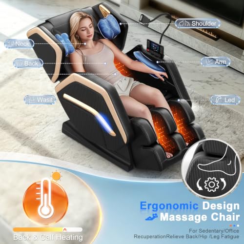 Zero Gravity Massage Chair - 10 Rollers, 8 Airbags, Heat & Bluetooth