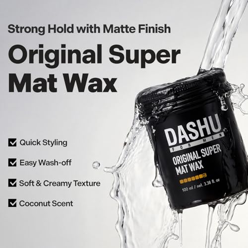 DASHU Matte Hair Wax for Men - Strong Hold, Easy Wash, 3.38 fl oz
