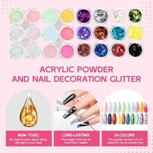COSCELIA All-in-One Acrylic Nail Kit with UV Light, Drill & Glitter