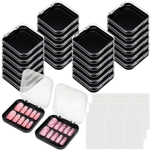 AceOrbit Press On Nail Storage Boxes - 24 Pack with Adhesive Tape