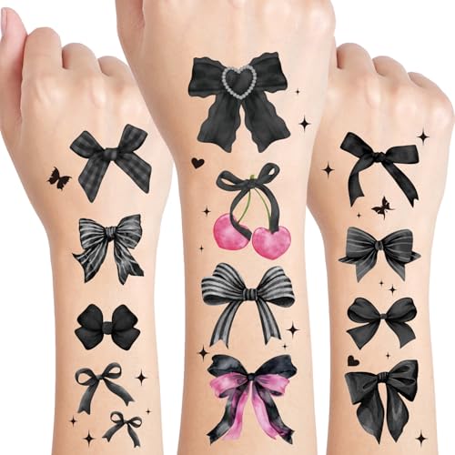 Bow Temporary Tattoo Stickers - 304 Pcs, 8 Sheets