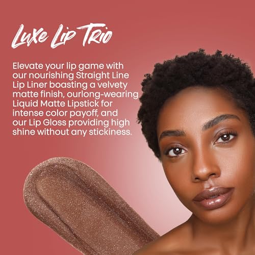 The Lip Bar Vegan Lip Kit, with Straight Livin' Lip Liner, Naturalista Liquid Matte Lipstick, and Extra Non-Sticky Lip Gloss, 3 pieces
