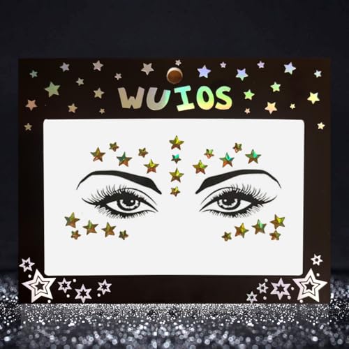 Gold Star Face Gems Rhinestones Self-Adhesive