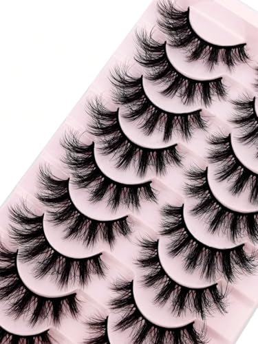 3D Imitation Mink False Eyelashes - 10 Pairs Natural Thick Fluffy Lashes