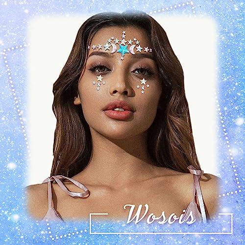Crystal Rhinestone Face Stickers - Star Design, 3 Pack