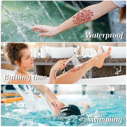 Cherry Red Temporary Tattoo Cones Kit – 7 Pcs, Natural Henna Paste