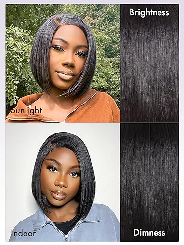 8" Blunt Bob Wig Human Hair Glueless HD Lace