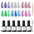 modelones Cat Eye Gel Nail Polish Set Lunar Whorl 6 Colors Glitter Manicure