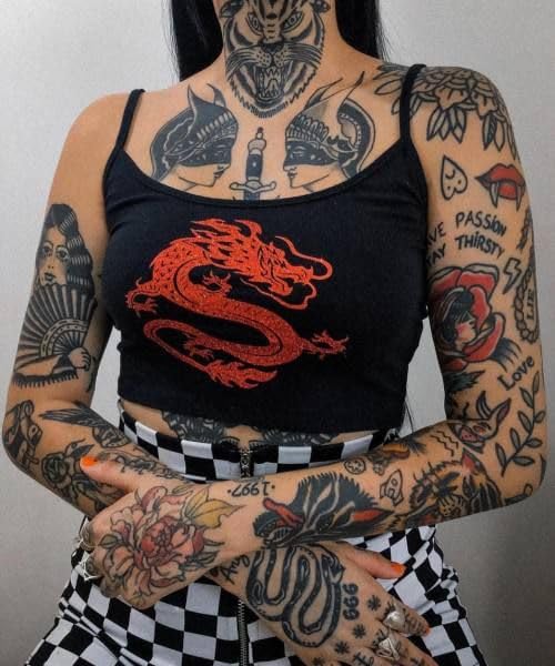 48 Sheets American Traditional Temporary Tattoos - Blackwork Designs