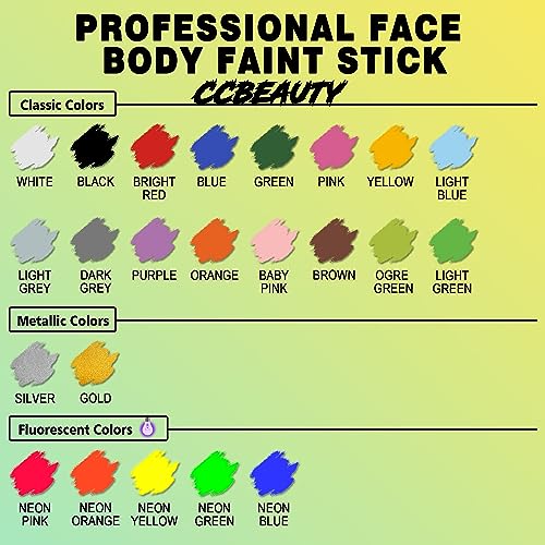 CCbeauty Neon Blue Face Paint Stick, UV Blue Face Painting Kit, Full Coverage SFX Makeup Foundation, Professional Non-Toxic Body Paint for Halloween Costume Cosplay Party, Glow In The Dark Makeup