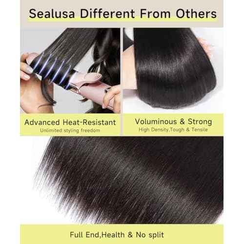 Sealusa 30 Inch 13x6 Lace Front Wigs Human Hair Real 100% Virgin Hair Can Last 6-9 Months Life Straight Human Hair Wig 200% Density Soft Silky Smooth HD Lace Frontal Wigs Tangle-Free Natural Black