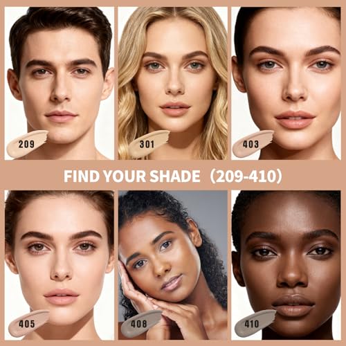 Anti-Dark Spot Liquid Foundation - Collagen Serum Foundation Infused with 2% Niacinamide, High Coverage For A Smooth & Satin Finish, 206 Medium