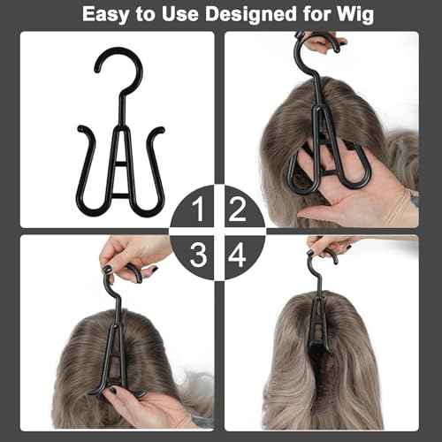 Jonley 4Pcs Extra Long Wig Storage Bags with Hanger, Wig Storage for Multiple Wigs, Wig Bag with Hook Storage, Breathable and Easy Carry Home Hair Salon Travel Use (Black 31.5in)