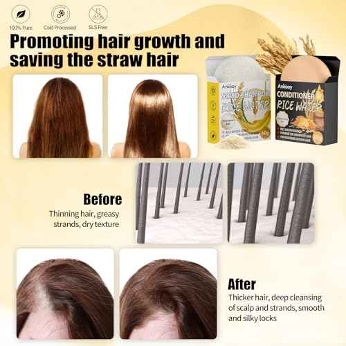 2 Pack Rice Water Bar Shampoo and Conditioner Set, High Protein for Damaged Hair,Hair Growth,Thickening,Anti Hair Loss,Strengthen for Volumizing Smooth,Shine,Organic Shampoo Bar Set