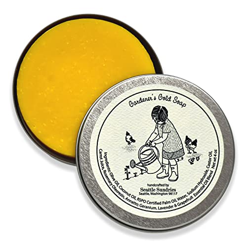Seattle Sundries Garden Fresh Geranium & Grapefruit Bar Soap, Gardener Gift for Women & Men - 1 (4oz) Bar, All Natural Soap in a Low Waste Gift Tin