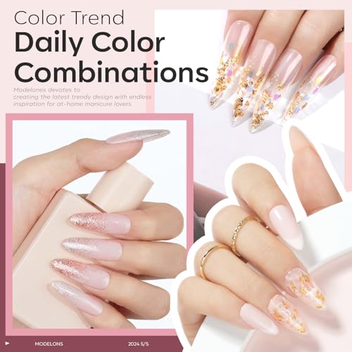 modelones Builder Nail Gel 2 Pcs Clear & Nude Cover Base Coat B-Clear Nude-2