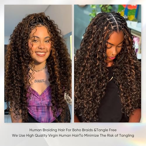 Human Braiding Hair 18 Inch 100g Deep Wave Ombre Bundles for Knotless & Boho Braid Styles
