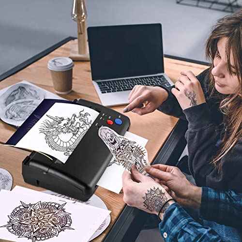 Tattoo Stencil Transfer Printer with 20pcs Tattoo Stencil Paper Transfer Machine Thermal Copier Tattoo Kit Copier Printer