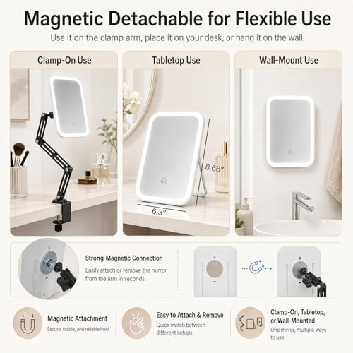 10X Magnifying Clip-On Makeup Mirror with Lights