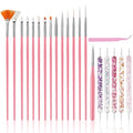 Professional Nail Art Tools Set for Beginners - 15 Nail Brushes & Dotting Tools
