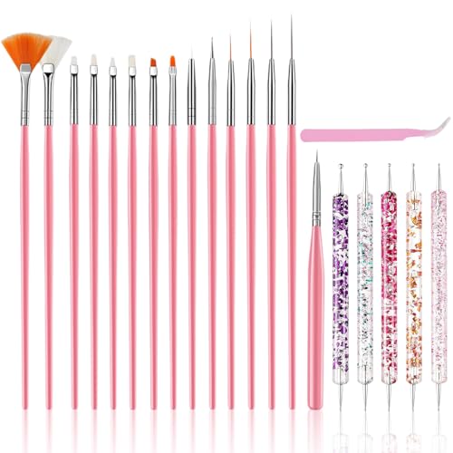 Professional Nail Art Tools Set for Beginners - 15 Nail Brushes & Dotting Tools