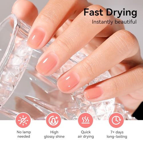 Jelly Nail Polish Set - 6 Colors, Air Dry, No UV Lamp