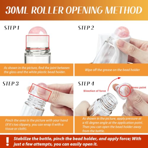 Rose Quartz Essential Oil Roller Bottles Set - 50ml & 30ml