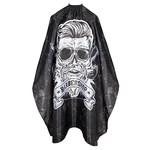 Professional Waterproof Barber Cape with Adjustable Neck for Men & Women - Salon Hair Cutting Cover (Black)
