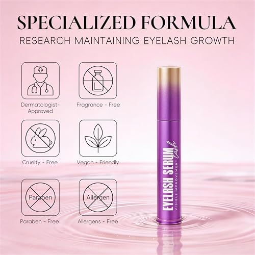 Eyelash Growth Serum with Advanced Formula to Boost Longer Fuller and Thicker Lashes and Eyebrows - Gentle & Vegan for Sensitive Eyes, Cruelty-Free