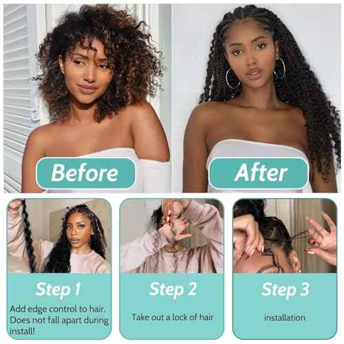Human Braiding Hair for Boho Braids Human Hair 110g 24 Inch Curly Boho Hair for Braiding Knotless 12A Deep Wave Bohemian 3 Bundles/Pack Natural Color